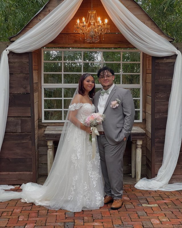 Bride and groom on the wedding day