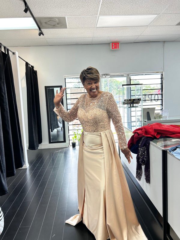 Cream gown fitting